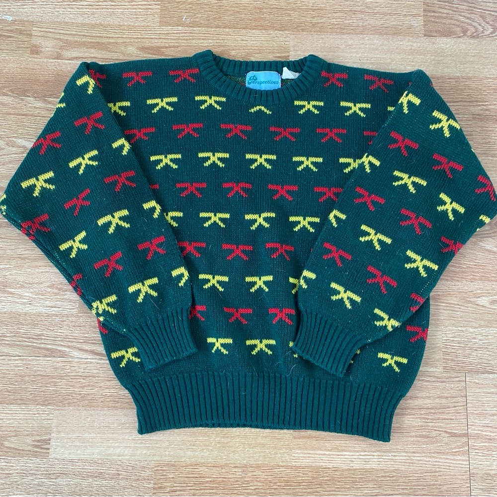 Pendleton Green and Red Crew Neck Sweater